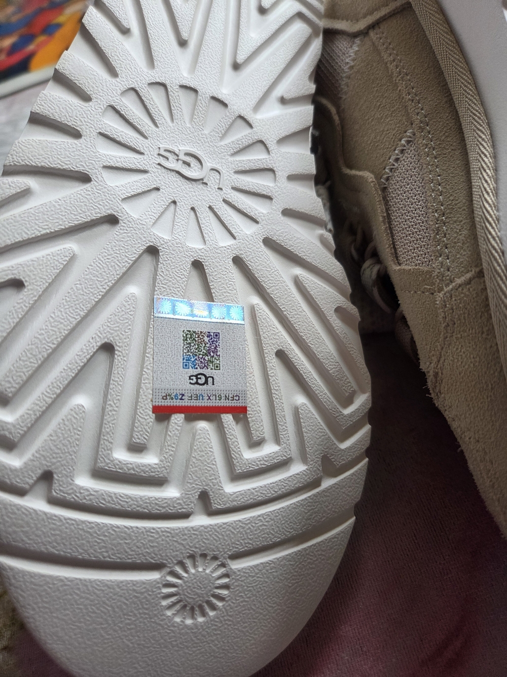 UGG Beige Suede Sneakers with Patterned Laces - Picture 8 of 16